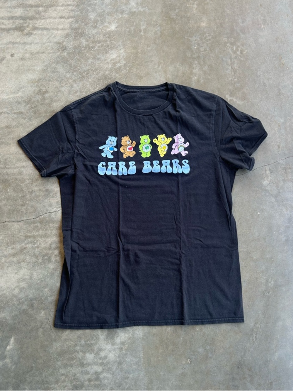 Care Bears Black Tee with Multicolor Pastel Bears